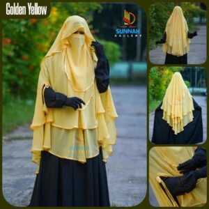 আছিয়া ইনস্ট্যান্ট রেডি হিজাব এবং নিকাব সেট - Golden Yellow, শিফন জর্জেট
